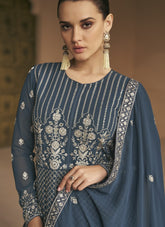 Real Georgette Gown in Matte Blue